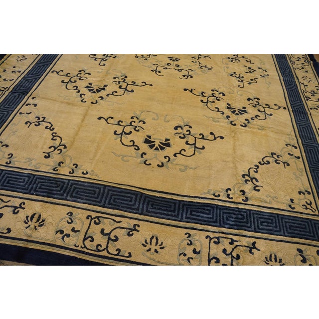 Marvelous Tan and Blue Color With Florid Design Antique Chinese Peking Rug For Sale - Image 10 of 12