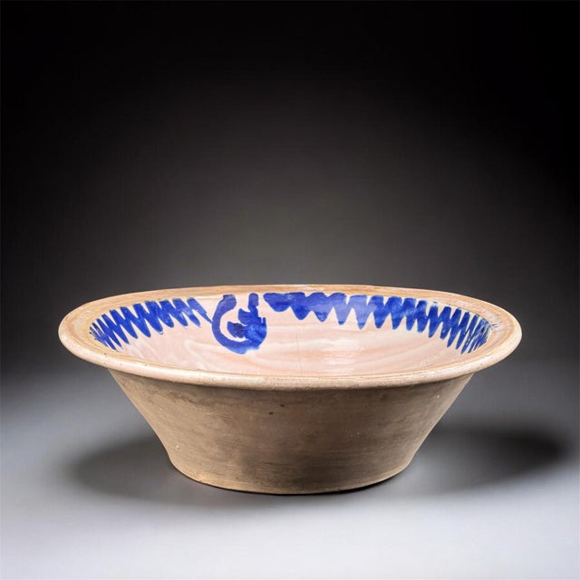 Authentic 19th-century Spanish Fajalauza lebrillo, handcrafted in Andalusia, traditionally associated with the Granada...