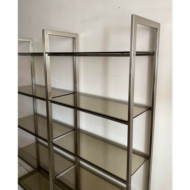 French Anodized Metal and Smoked Glass Shelving Units from Artelano, 1970s, Set of 2 For Sale - Image 4 of 11