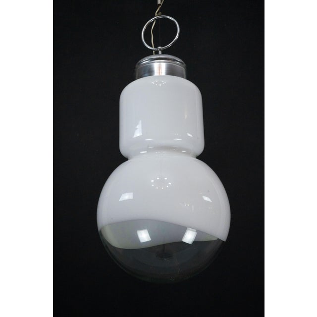 Mid-Century Modern Vintage Space Age Pendant Light in Chrome and Murano Glass from Mazzega, Italy, 1960s For Sale - Image 3 of 12