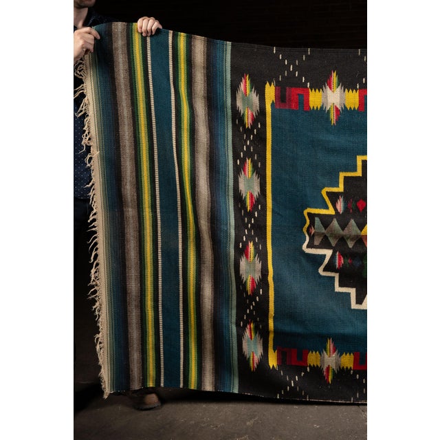 Vintage Southwest Motif Mexican Serape Throw For Sale In Chicago - Image 6 of 8