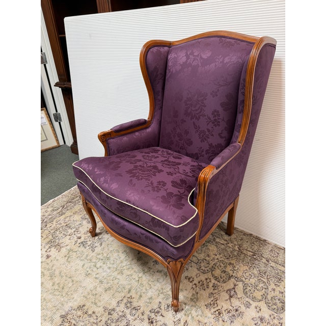 French Provincial Wing Back Chair For Sale - Image 4 of 12