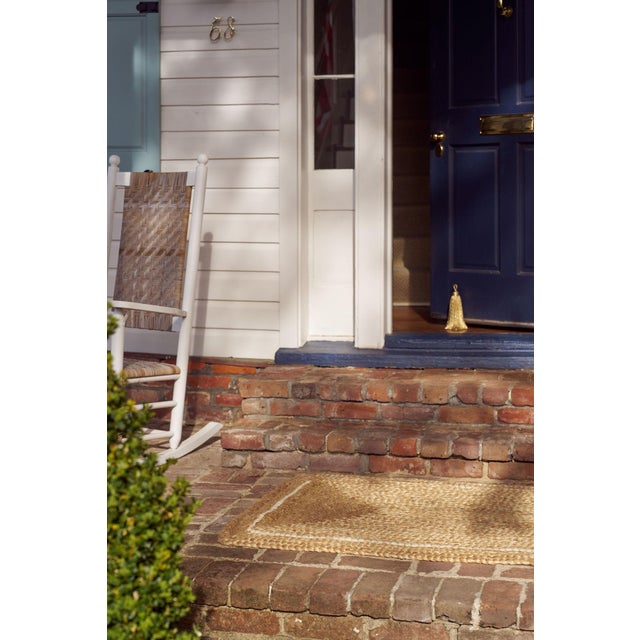 Tan 21"x41" Braided Jute Doormat With Hand-Spun Wool Accents For Sale - Image 8 of 8