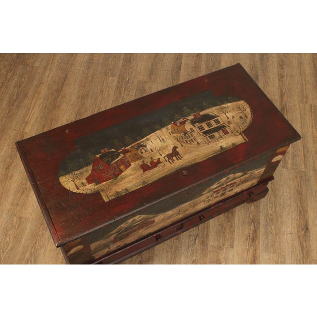 Antique Folk Art Painted Blanket Chest For Sale - Image 11 of 12