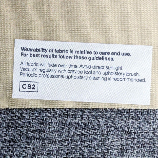 Cb2 Avec Modern Grey 3-Seat Sofa With Button Tufting For Sale - Image 9 of 9