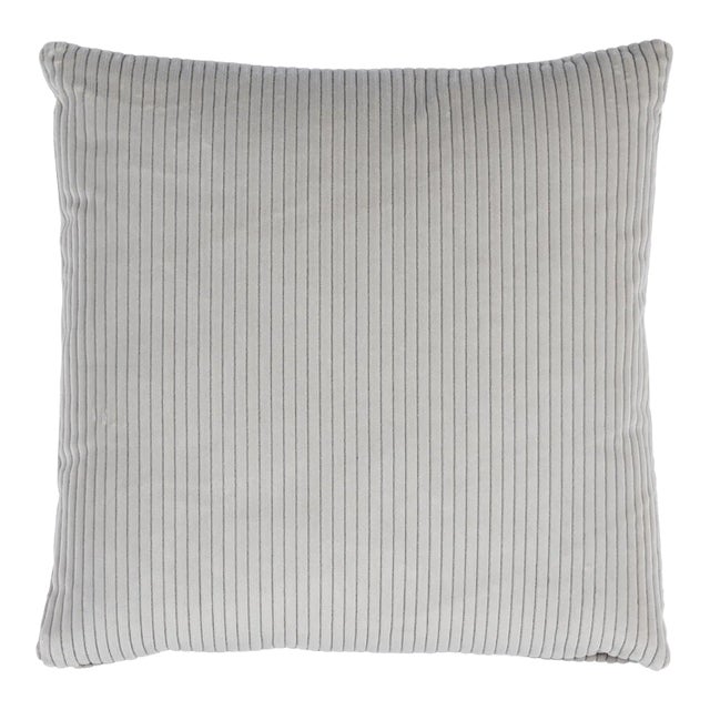 Schumacher Wyatt Corduroy 22" Pillow in Steel Grey For Sale