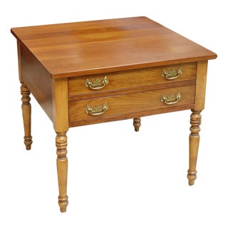 Leopold Stickley Colonial Style 2 Drawer End Table - Cherry For Sale