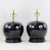 A Pair Early 20th Century Black Monochrome Porcelain Watermelon Jar Table Lamps on Carved Wood Bases For Sale - Image 15 of 15