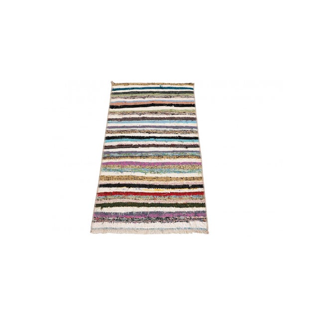 Decorative vintage mini rag rug from Adana region of Turkey. Approximately 45-55 years old. In very good condition. Rare...