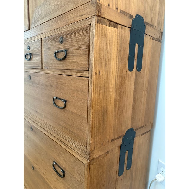 Japanese Vintage Japanese Kimono Kannon Biraki Tansu 3 Section Dresser Cabinet For Sale - Image 3 of 11