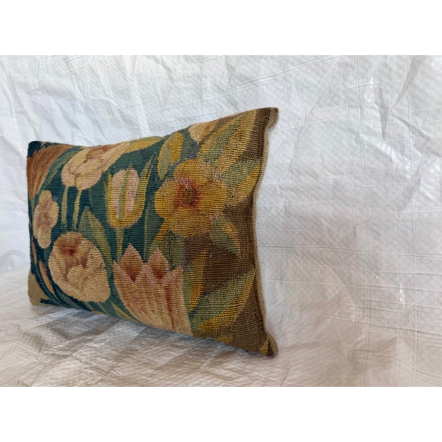 Antique 17th Century Flemish Brussels Botanical Tapestry Pillow For Sale - Image 4 of 7