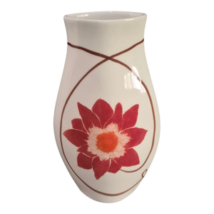Mid-Century Modern Ceramic Hand Painted Floral "Pereiras" Portugal Oval Vase