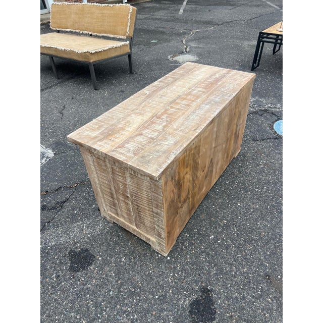 Industrial Sliding Door Media Cabinet in Reclaimed Style Wood For Sale - Image 4 of 9