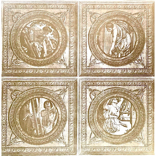 Wayne Carlson Handprinted Gold and White Wallpaper, Trompe L’oeiul Classical For Sale In New York - Image 6 of 10