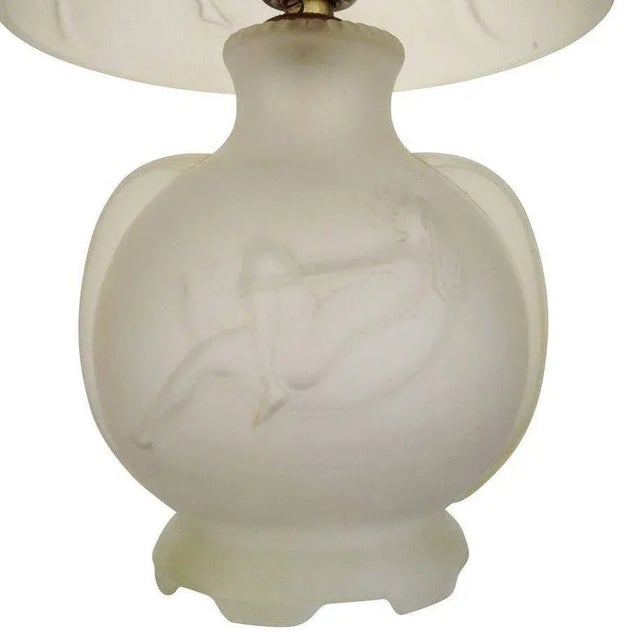 White Frosted Glass Crescent Moon Boudoir Lamp, Circa 1920 For Sale - Image 8 of 9