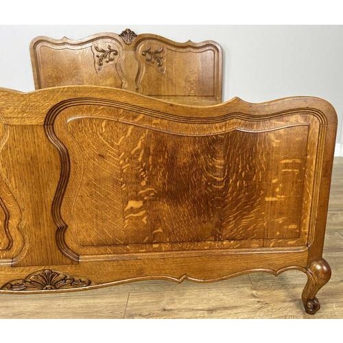Vintage French Louis XVI Double Bed Frame in Oak For Sale - Image 6 of 13