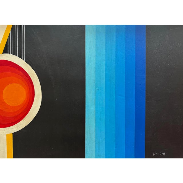 Mid-Century Abstract Op Art Painting, Signed Jean Rets, Framed For Sale In Miami - Image 6 of 10