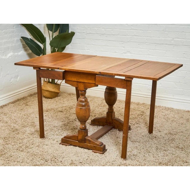 Antique English Victorian Style Drop Leaf Gate Leg Console or Dining Table 19th Century For Sale - Image 10 of 10