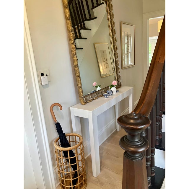 Hand-Carved Gilt Scalloped Mirror by Morgan, Italian Design For Sale - Image 9 of 11