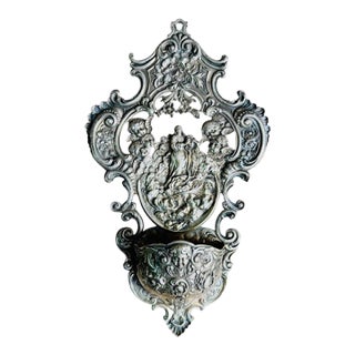 Early 19th Century Silver Holy Water Font, St. Joseph For Sale