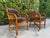Vintage Burnt Bamboo Rattan & Cane Lounge Chairs on Casters, a Pair For Sale - Image 4 of 12