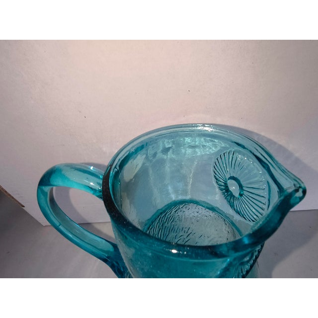 1960s 1960s Aqua Glass Vintage Owl Pitcher For Sale - Image 5 of 6