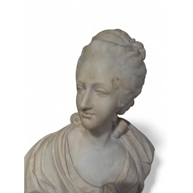 European Artist, Bust of Marie Antoinette, 1870, Marble For Sale - Image 12 of 14