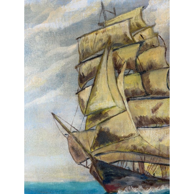 1960s Vintage Ship Painting, Framed For Sale - Image 5 of 7