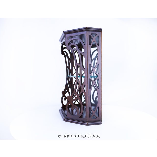 Vintage Art Nouveau Wall Display Cabinet With Mirrored Back and Glass Shelf For Sale - Image 4 of 9