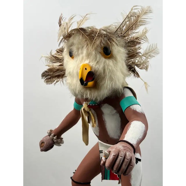 1990s Hopi Owl Kachina Native American Carved Wood Figure, Signed, Late 20th Century 1990's For Sale - Image 5 of 18