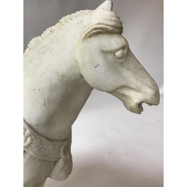 Vintage Carved Marble Tang Dynasty Style Horse Figures—A Pair For Sale - Image 11 of 18