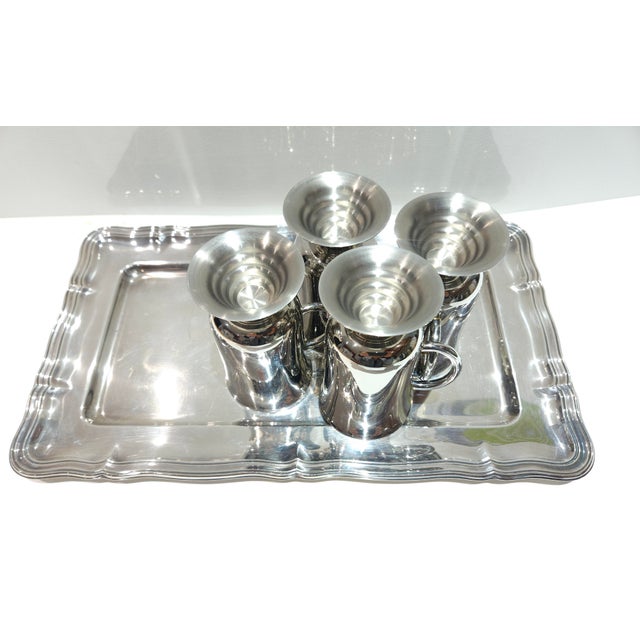 Chrome Vintage Chrome Mugs Set With Service Tray- 5 Pieces For Sale - Image 8 of 11