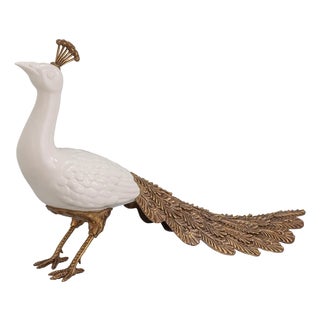 Peacock Ivory Sculpture For Sale