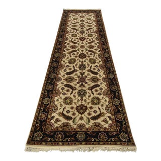 Agra Runner 3’11” X 11’11” Ivory Wool Traditional Hand-Knotted Oriental Rug For Sale