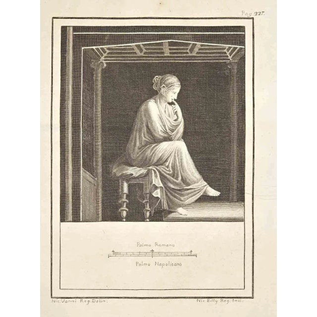 Ancient roman fresco from the series "antiquities of herculaneum", is an etching on paper realized by nicolo billy in the...