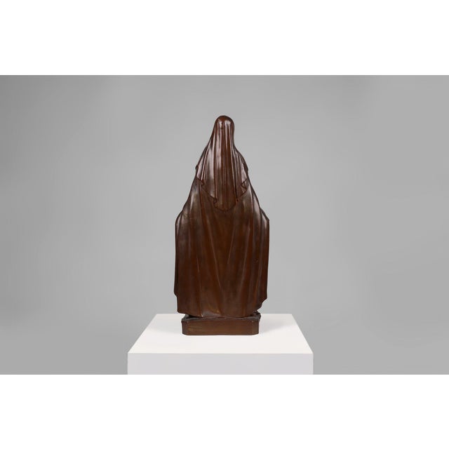 Large Holy Maria Statue in Bronze Painted Plaster, Belgium, 1930s For Sale - Image 9 of 12