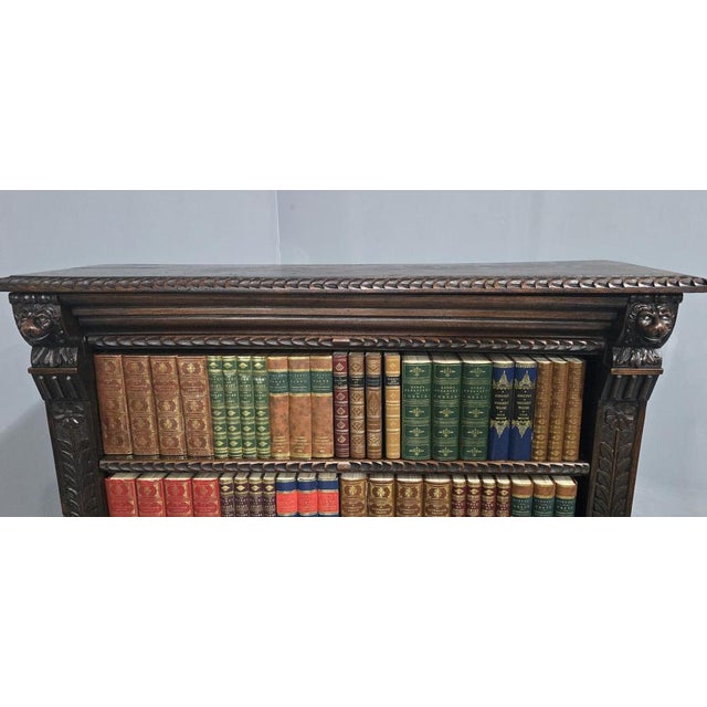 Open Bookcase in Carved Oak For Sale - Image 3 of 9