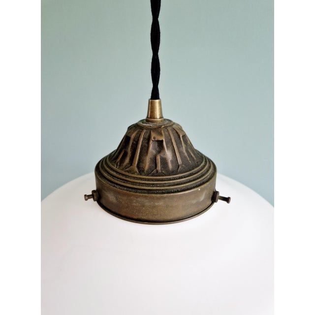 Art Deco Pendant Light in White Opaline, 1920s-1930s For Sale - Image 6 of 11