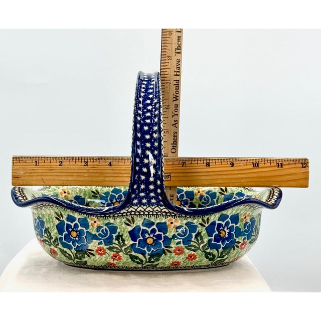 Ceramic 'Polish Pottery' Unikat 'Presence of Love'' Limited Edition Basket # 1973 With Coa by Ceramika Artystyczna Company For Sale - Image 7 of 12
