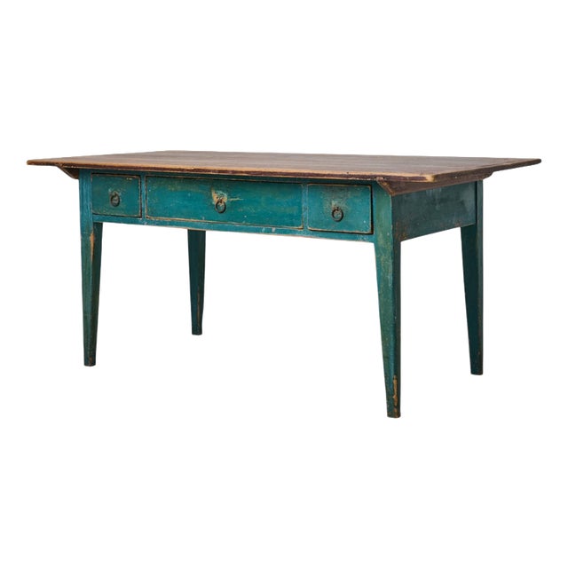 Large Antique Handcrafted Country Table with Drawers, Sweden, 1840 For Sale