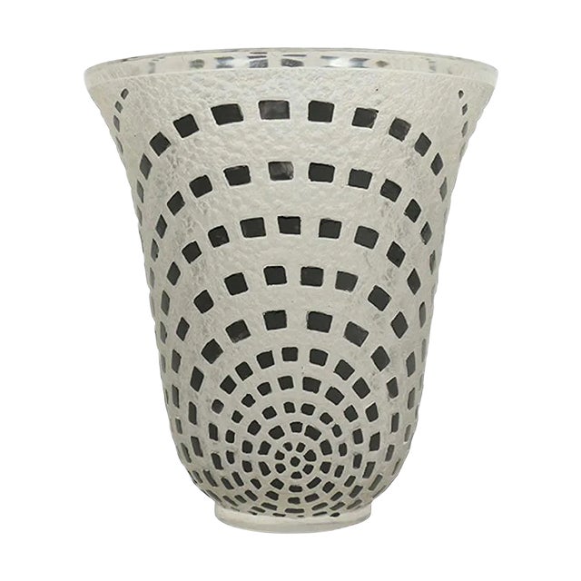Vintage Damiers Vase in Black Enamel by René Lalique For Sale