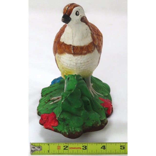 Unusual Vintage 1930s Heavy Solid Cast Iron Figurative Quail Doorstop For Sale - Image 10 of 13