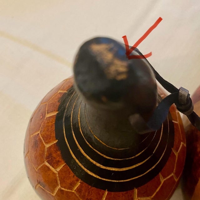 Brown Vintage Hand Painted Decorative Gourds African Inspired Folk Art, a Set of 7 For Sale - Image 8 of 9