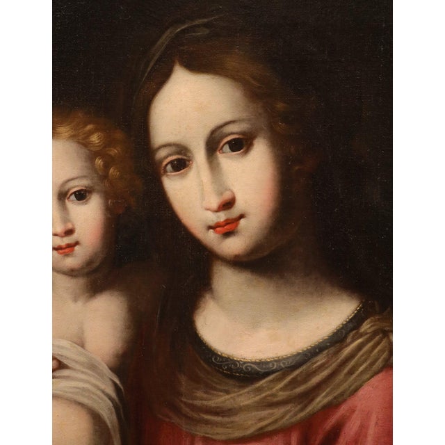 17th Century Workshop of Alessandro Allori, Madonna and Child, 1600, Oil on Canvas, Framed For Sale - Image 5 of 13