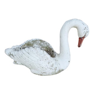 Vintage Concrete Swan Garden Planter For Sale
