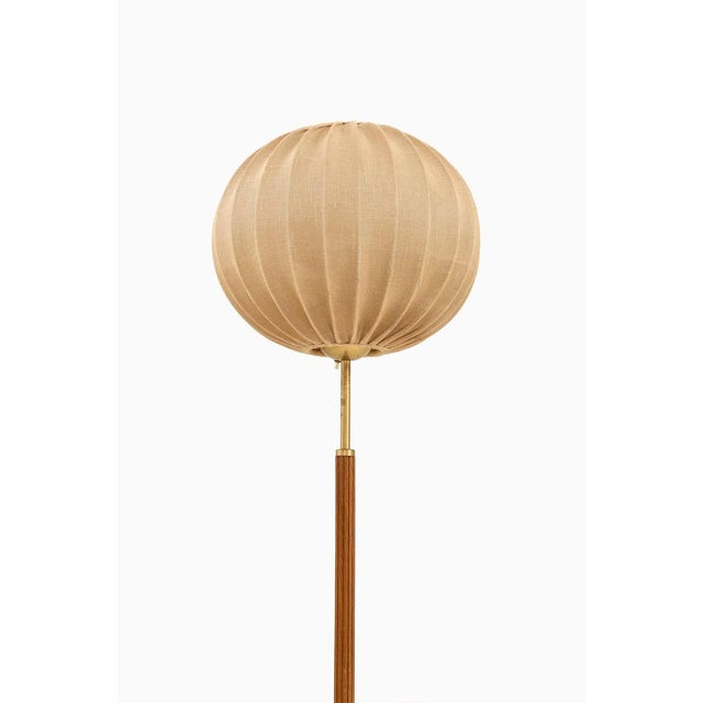 Floor lamp in brass and fabric by hans bergström, 1950's additional information: material: brass and fabric style: mid...