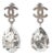 Chanel Silver CC Tear Drop Crystal Shiny Piercing Earrings, A Pair For Sale