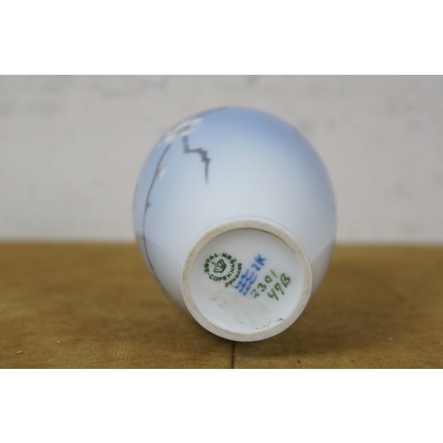 Ceramic Mid 20th Century Royal Copenhagen 2301 Cherry Blossom Dragonfly Bud Vase Urn For Sale - Image 7 of 12