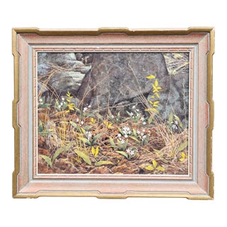Ronald Davies Canadian Woodland Wildflower Oil Painting, Framed, Mid-20th Century For Sale