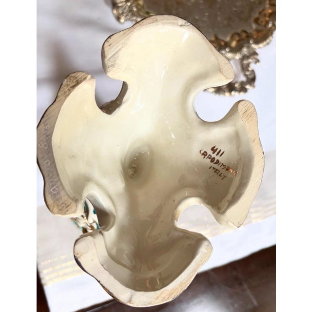 Ceramic Vintage Italian Women Themed Capodimonte Porcelain Pedestal Vase 14.5” For Sale - Image 7 of 10